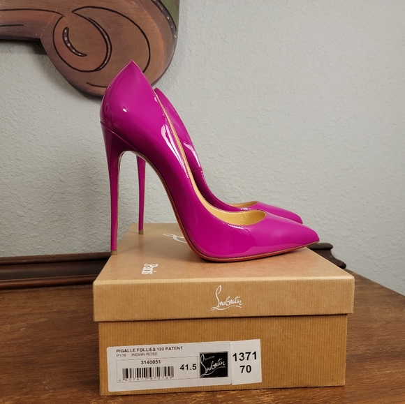 Christian Louboutin Shoes - Pigaille Follies 120 Indian Rose Patent  Size 41.5